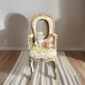 Resin chair photo frame Scotty Dog With Yarn Preowned Frame Never Used Mint